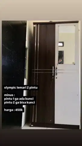 Lemari olympic 2 pintu preloved