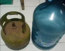 Tabung gas,aqua galon dan etalase rokok