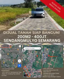 Dijual Tanah 200m SHM,  siap bangun. Sendang Mulyo Tembalang