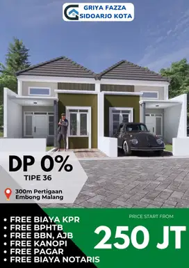 Jual Rumah Murah Harga 250 Jutaan, Bakalan Sidoarjo Promo Tanpa DP
