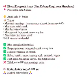 Lowongan Pengasuh Anak (PP / Menginap)