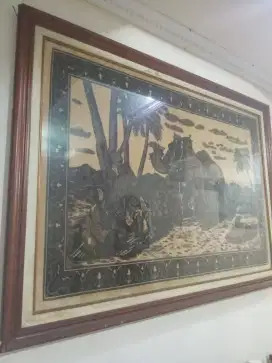 Hiasan Dinding Karpet Bingkai Besar Kayu