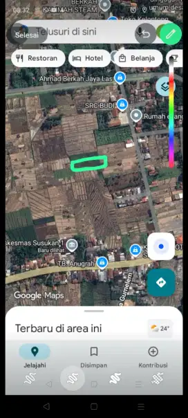 Tanah sawah luas 700m2 atau 50 ubin