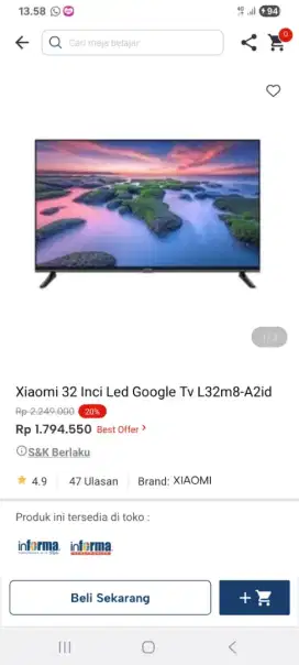 Promo murah tv xiaomi google tv