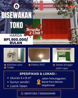 [DISEWAKAN] TOKO LOKASI TENGAH KOTA