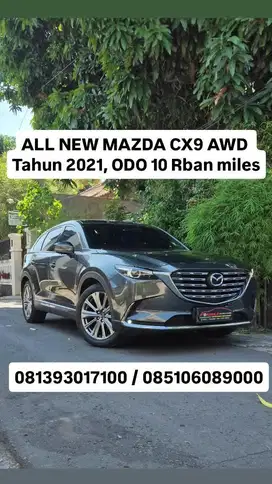 Allnew MAZDA CX9 AWD 4x4 auto select 
Tahun : 2021 , odo 10 ribuan mls