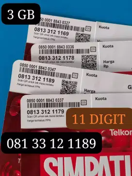 NOMOR CANTIK 11 DIGIT TELKOMSEL KUOTA 3 GB.