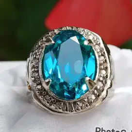 Natural blue parabian 5.50ct dim 14*10 Ring alfaka Net harga