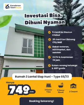 Rumah 2 lantai dijual dekat stasiun Cilebut bogor