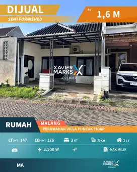 Dijual Rumah Semi Furnish Harga Miring di Villa Puncak Tidar Malang