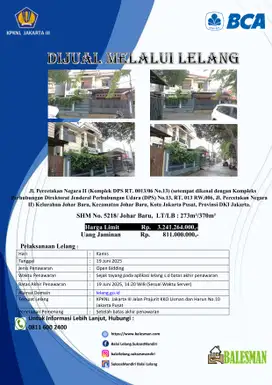 DIJUAL MELALUI LELANG WILAYAH JAKARTA