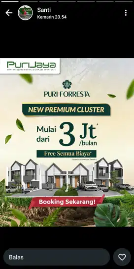 dijual rumah 2 lantai tanpa DP