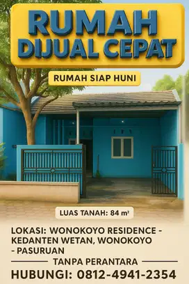 Rumah Siap Huni Wonokoyo Regency 84m2