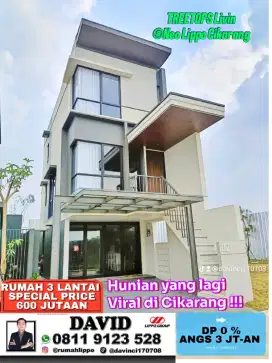 RUMAH MURAH TREETOPS 3 LANTAI BEBAS BANJIR 600 JT-AN DP 0 ANGS 3 JUTA