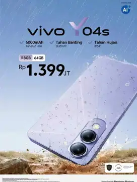 Vivo Y04s segel garansi resmi 1 tahun buka dus