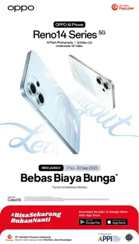 PRE ORDER OPPO VIA AKULAKU BEBAS BUNGA 0%