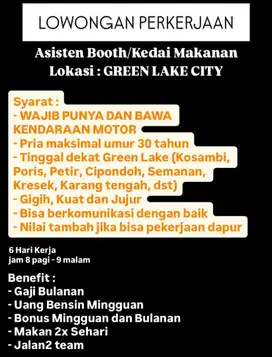 Lowongan Asisten Kedai - Green Lake City
