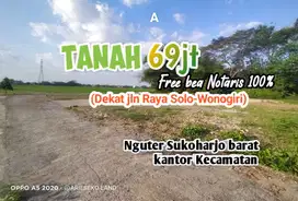 DIJUAL TANAH SETRATEGIS DEKAT JALAN RAYA SUKOHARJO -WONOGIRI
