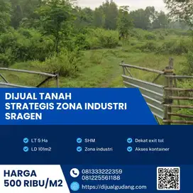 Dijual tanah strategis lokasi Sragen luas 5Ha aset terbaik soloraya
