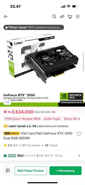 RTX 3050 PALIT 8GB