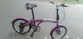 Sepeda lipat oddesy r20 warna ungu