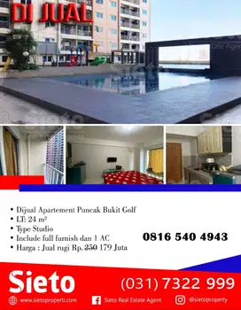 Dijual Cepat! Apartemen Puncak Bukit Golf