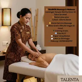 Lowongan Terapis (pijat)Wanita