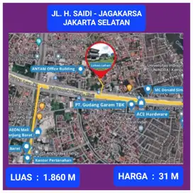 Tanah 1860m Jagakarsa Jakarta Selatan