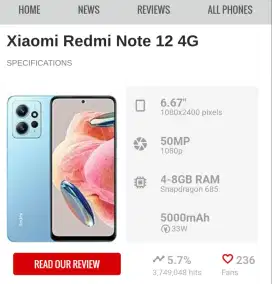Xiomi Redmi Note 12 4G 4/128 Fullset BU