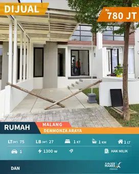 Dijual Rumah Modern Siap Huni di Cluster Denmonza Araya Malang