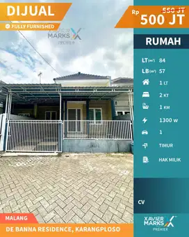 Rumah Minimalis Furnish Siap Huni di De Banna Karangploso Malang