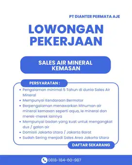 LOWONGAN SALES - AGEN AIR MINERAL KEMASAN