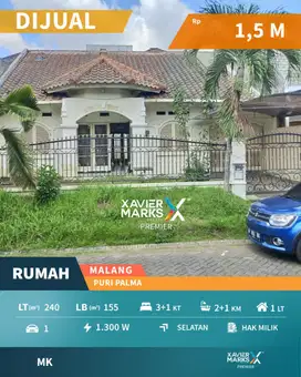 Rumah Lingkungan Asri Bersih di Puri Palma Araya Blimbing Malang
