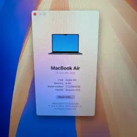 Macbook Air M3 Ram 8 Ssd 256
Layar 13 inch Full set Space Black gransi