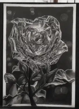 Lukisan Bunga Crystal - Lukisan Graphite Pencil