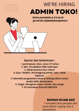 Di Cari Admin Toko Baju