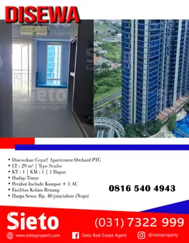 Disewakan Cepat! Apartement Orchard PTC