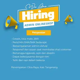DIBUTUHKAN SEGERA ADMIN ONLINESHOPI!!