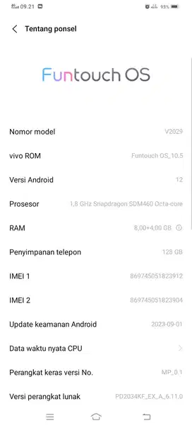 Vivo Y20 Ram 8/128 Hp&Charger BU