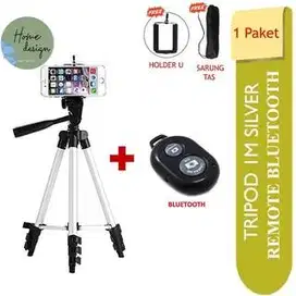 Tripod Bluetooth Universal HP Kamera DSLR free Sarung & Remote