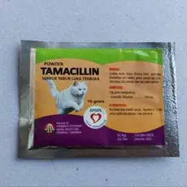 Obat serbuk Tamacillin tabur luka kucing scabies kucing koreng