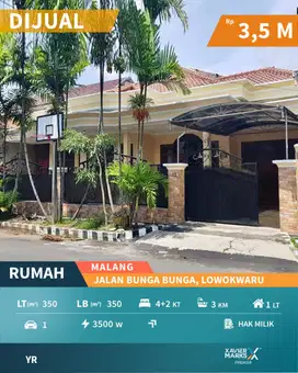 Dijual Rumah Area Super Strategis Bunga - Bunga Suhat Malang