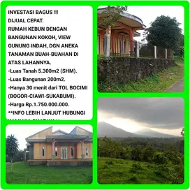 Kebon buah+villa dgn view indah 30 menit dr tol Parungkuda-Sukabumi