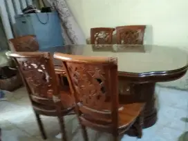 meja makan salina jati Jepara asli 6 kursi