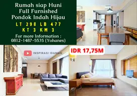Rumah Pondok Indah Hijau 298mtr siap Huni Full Furnished