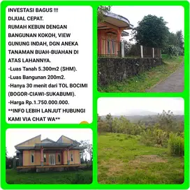 Kebun Buah bonus villa view indah 31 menit dr tol Parungkuda-Sukabumi