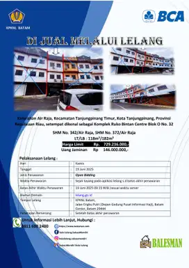 DIJUAL RUMAH MELALUI LELANG WILAYAH PROVINSI RIAU