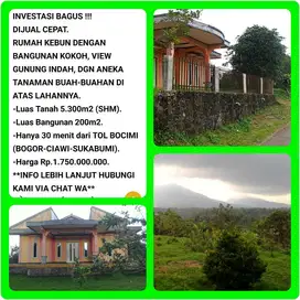 Kebun buah+villa dgn view indah 31 menit dr tol Parungkuda-Sukabumi