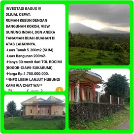 Kebun buah murah + villa view indah 30 mnt dr tol Parungkuda-Sukabumi