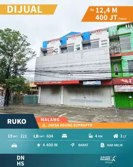 Ruko 3 Lantai di Jalan Poros Jaksa Agung Suprapto, Klojen Kota Malang